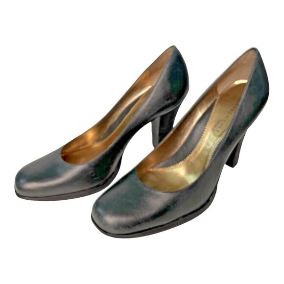 Kenneth Cole Smooth Operator Leather Shoes Heels Pumps 9.5 Matte Black Brazil - Picture 4 of 11